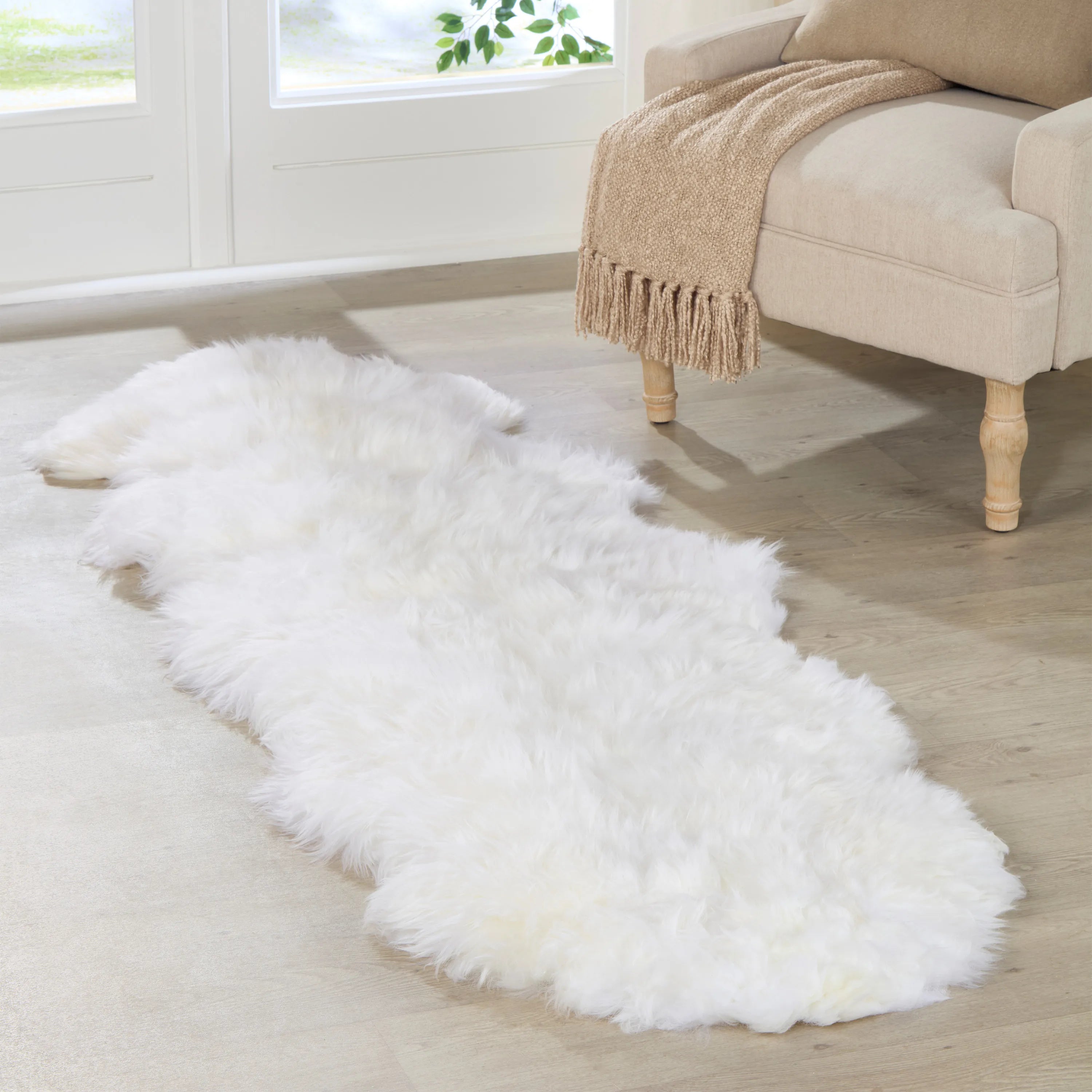 Double Natural White Sheepskin Rug